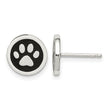 Sterling Silver Polished Enamel Paw Print Post Earrings - Birthstone Company