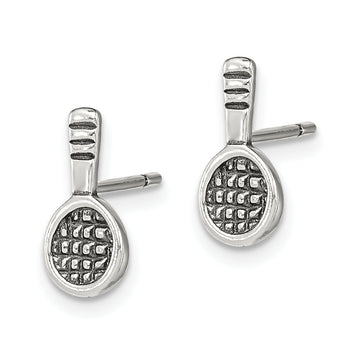 Sterling Silver Antique Tennis Racquet Post Earrings