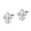Sterling Silver Rhodium-plated Polished Fleur de Lis Post Earrings - Birthstone Company