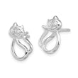 Sterling Silver Rhodium Plated CZ Open Cat Post Earrings - Birthstone Company