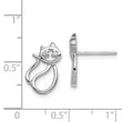 Sterling Silver Rhodium Plated CZ Open Cat Post Earrings