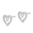 Sterling Silver Rhodium-plated CZ Polished Heart Post Earrings - Birthstone Company