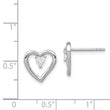 Sterling Silver Rhodium-plated CZ Polished Heart Post Earrings