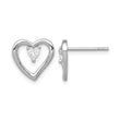 Sterling Silver Rhodium-plated CZ Polished Heart Post Earrings - Birthstone Company