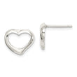 Sterling Silver Rhodium-plated Heart Post Earrings