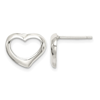 Sterling Silver Rhodium-plated Heart Post Earrings - Birthstone Company