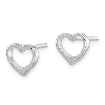 Sterling Silver Rhodium Plated Open Heart Post Earrings - Birthstone Company