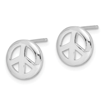 Sterling Silver Rhodium-plated Polished Peace Sign Post Earrings - Birthstone Company
