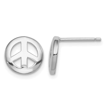 Sterling Silver Rhodium-plated Polished Peace Sign Post Earrings - Birthstone Company