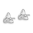 Sterling Silver Rhodium-plated Clear CZ Trinity Symbol Post Earrings - Birthstone Company