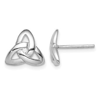 Sterling Silver Rhodium-plated Clear CZ Trinity Symbol Post Earrings - Birthstone Company