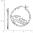 Sterling Silver Rhod Plated Double Butterfly Hoop Hinged Earrings