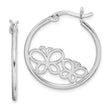 Sterling Silver Rhod Plated Double Butterfly Hoop Hinged Earrings