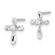 Sterling Silver Rhodium-plated Polished CZ Cross Post Earrings - Birthstone Company