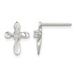 Sterling Silver Rhodium-plated Polished CZ Cross Post Earrings - Birthstone Company