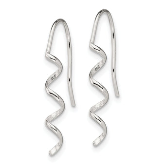 Sterling Silver Polished & Textured Spiral Dangle Earrings