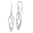 Sterling Silver Rhodium-plated Polished Long Twisted Dangle Earrings