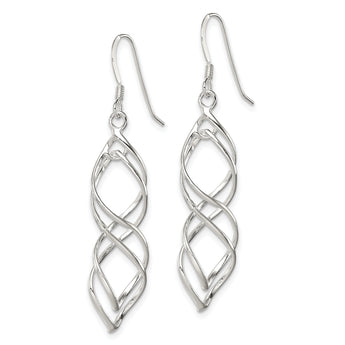 Sterling Silver Polished & Twisted Intertwined Dangle Earrings