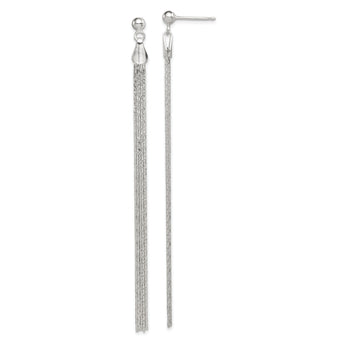 Sterling Silver Polished Fancy Long Linear Post Dangle Earrings