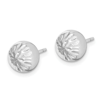 Sterling Silver Rhod-plated Diamond Cut 8mm Ball Post Earrings - Birthstone Company