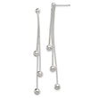Sterling Silver Polished 3-Strand Beaded Post Dangle Earrings