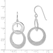 Sterling Silver RH-plated Polished & Textured Interlocking Circle Dangle Ea