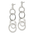 Sterling Silver Polished and Hammered Circles Post Dangle Earrings