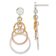 Sterling Silver & Flash Yellow & Rose Gold-plated Circle Post Dangle Earrin