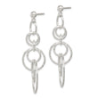 Sterling Silver Polished & Textured Circle Links Post Dangle Earrings