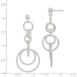 Sterling Silver Polished & Textured Circle Links Post Dangle Earrings