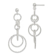 Sterling Silver Polished & Textured Circle Links Post Dangle Earrings