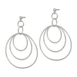 Sterling Silver Polished & Textured Large Circles Post Dangle Earrings
