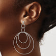 Sterling Silver Polished & Textured Large Circles Post Dangle Earrings