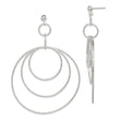 Sterling Silver Polished & Textured Large Circles Post Dangle Earrings