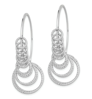 Sterling Silver Rhodium-plated D/C Graduated Circle Dangle Hoop Earrings