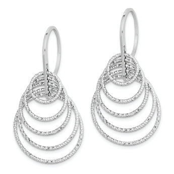 Sterling Silver Rhodium-plated D/C Graduated Circles Dangle Earrings