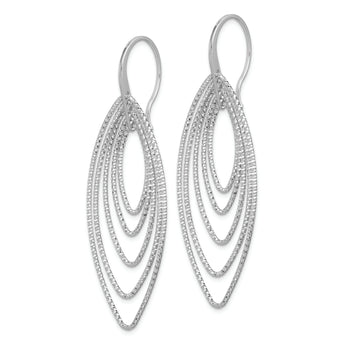 Sterling Silver Rhodium-plated D/C Multi Marquise Shape Dangle Earrings