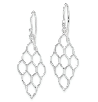 Sterling Silver Rhodium-plated Polished Honeycomb Dangle Earrings