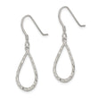 Sterling Silver Polished & D/C Teardrop Dangle Shepherd Hook Earrings