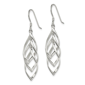 Sterling Silver Polished Fancy Twisted  & Intertwined Dangle Earrings