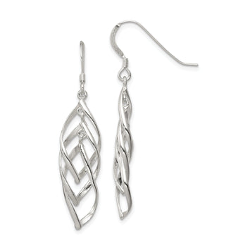 Sterling Silver Polished Fancy Twisted  & Intertwined Dangle Earrings
