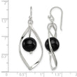 Sterling Silver Polished Onyx Twisted Dangle Earrings - Birthstone Company