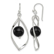 Sterling Silver Polished Onyx Twisted Dangle Earrings - Birthstone Company