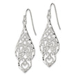 Sterling Silver Polished & Diamond-cut Fancy Filigree Dangle Earrings