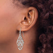Sterling Silver Polished & Diamond-cut Fancy Filigree Dangle Earrings