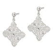 Sterling Silver Polished & Diamond-cut Filigree Square Post Dangle Earrings