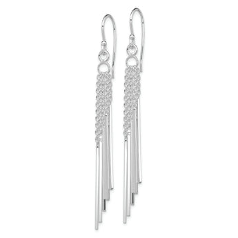Sterling Silver Rhodium-plated Polished Five Chains & Bars Dangle Earrings