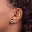 Sterling Silver Rhodium-plated CZ Fleur de Lis Onyx Circle Stud Earrings - Birthstone Company