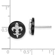 Sterling Silver Rhodium-plated CZ Fleur de Lis Onyx Circle Stud Earrings - Birthstone Company