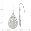 Sterling Silver Polished Fancy Filigree Teardrop Dangle Earrings